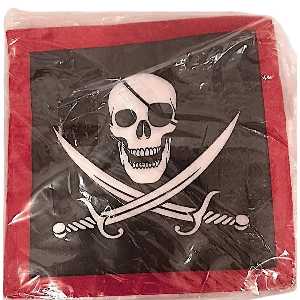 Pirate Skull Paper Napkins 16 Pck Party Scary Halloween Lunch Dinner‎ Funny New